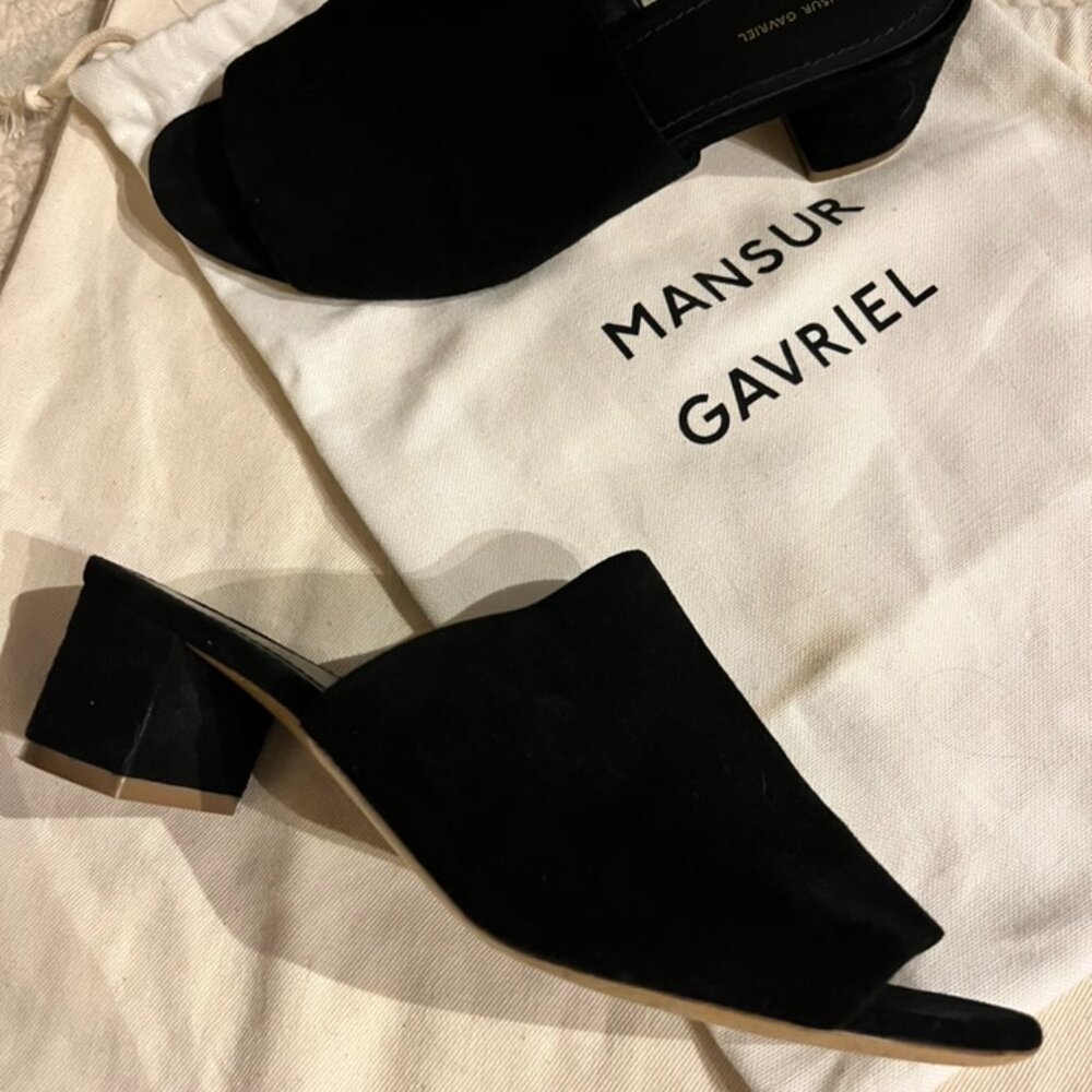 Mansur Gavriel Black Suede Slides - size 38